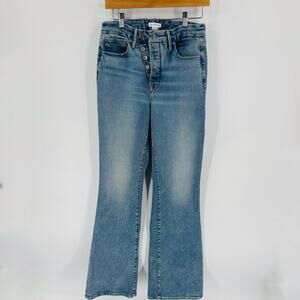 Good American Good Waist Button-Fly Flare Jeans Light Wash Size 10/30